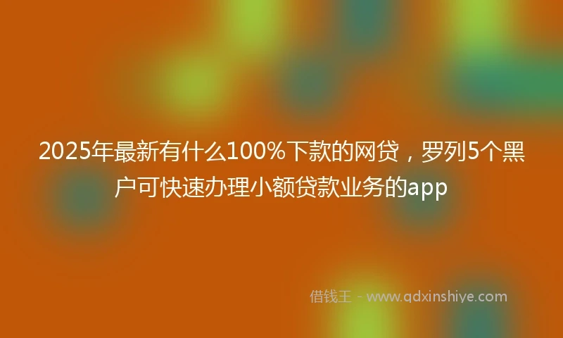 2025年最新有什么100%下款的网贷，罗列5个黑户可快速办理小额贷款业务的app