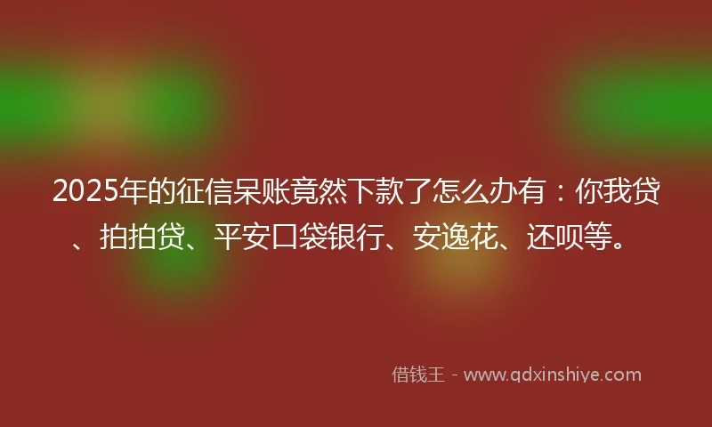 2025年的征信呆账竟然下款了怎么办有：你我贷、拍拍贷、平安口袋银行、安逸花、还呗等。
