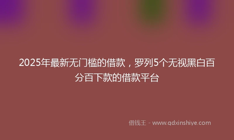 2025年最新无门槛的借款，罗列5个无视黑白百分百下款的借款平台