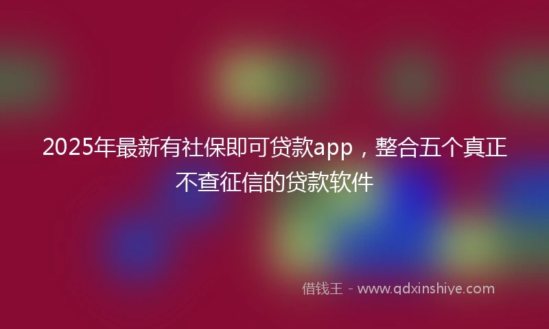 2025年最新有社保即可贷款app，整合五个真正不查征信的贷款软件
