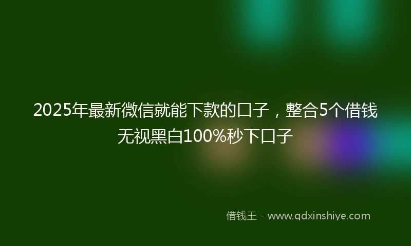 2025年最新微信就能下款的口子，整合5个借钱无视黑白100%秒下口子