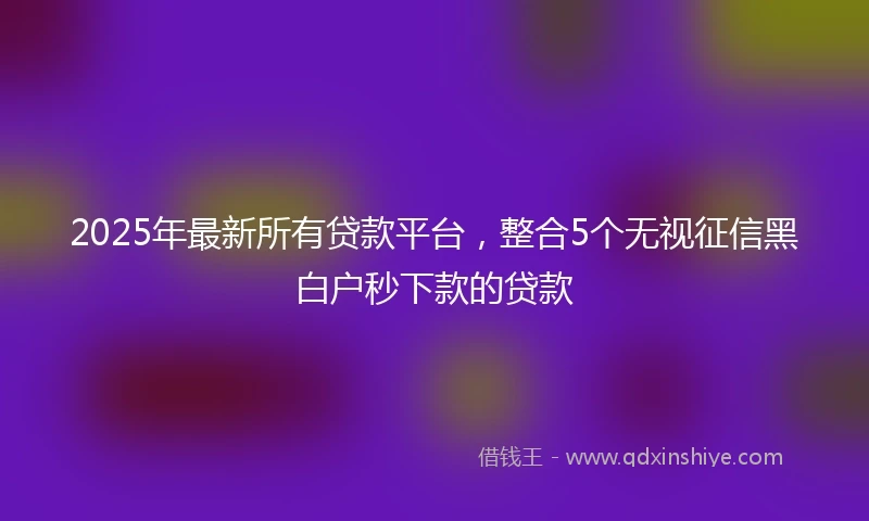 2025年最新所有贷款平台，整合5个无视征信黑白户秒下款的贷款