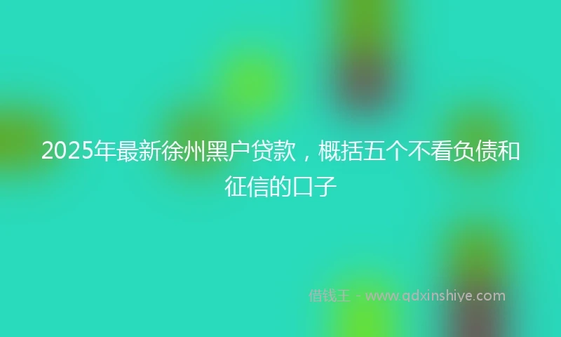 2025年最新徐州黑户贷款，概括五个不看负债和征信的口子