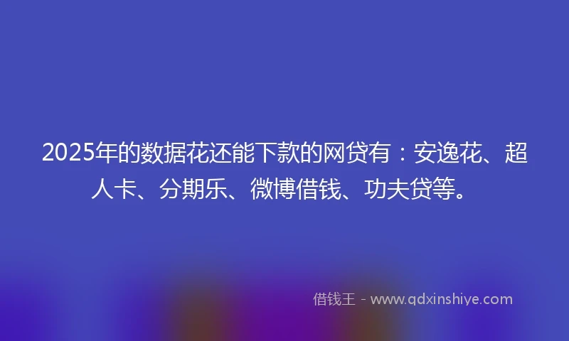2025年的数据花还能下款的网贷有：安逸花、超人卡、分期乐、微博借钱、功夫贷等。