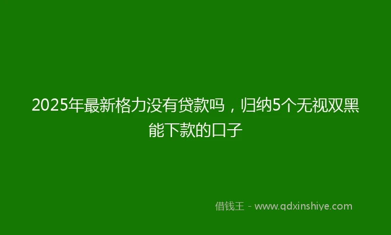 2025年最新格力没有贷款吗，归纳5个无视双黑能下款的口子