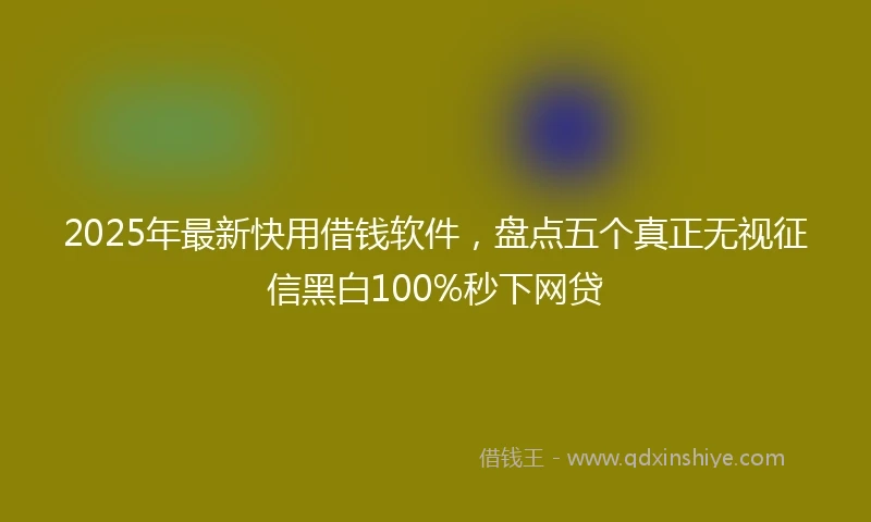 2025年最新快用借钱软件，盘点五个真正无视征信黑白100%秒下网贷