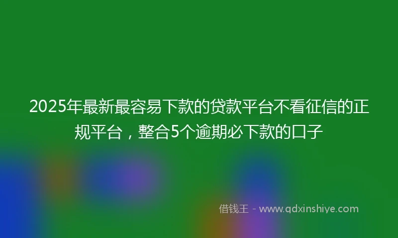 2025年最新最容易下款的贷款平台不看征信的正规平台，整合5个逾期必下款的口子