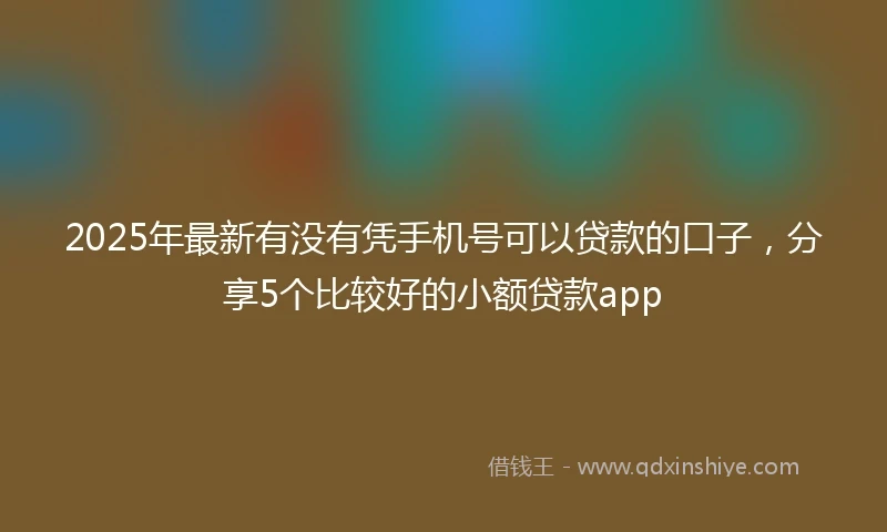 2025年最新有没有凭手机号可以贷款的口子，分享5个比较好的小额贷款app