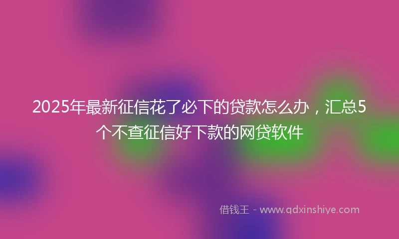 2025年最新征信花了必下的贷款怎么办，汇总5个不查征信好下款的网贷软件
