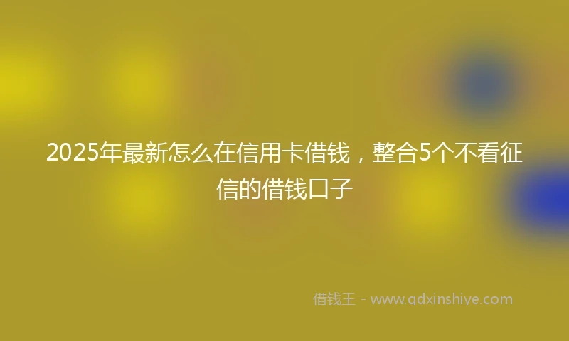2025年最新怎么在信用卡借钱，整合5个不看征信的借钱口子