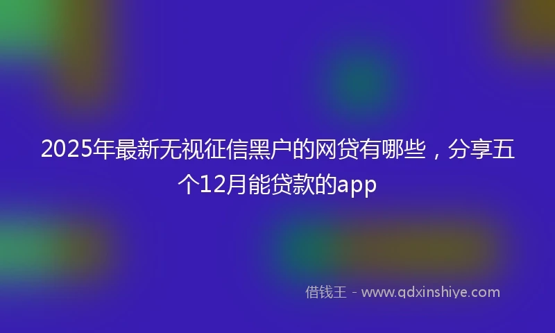 2025年最新无视征信黑户的网贷有哪些，分享五个12月能贷款的app