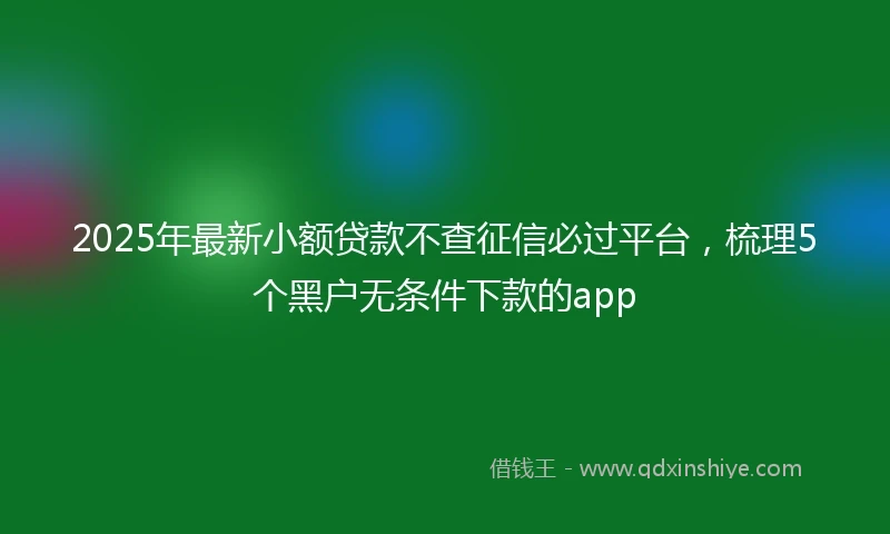 2025年最新小额贷款不查征信必过平台，梳理5个黑户无条件下款的app