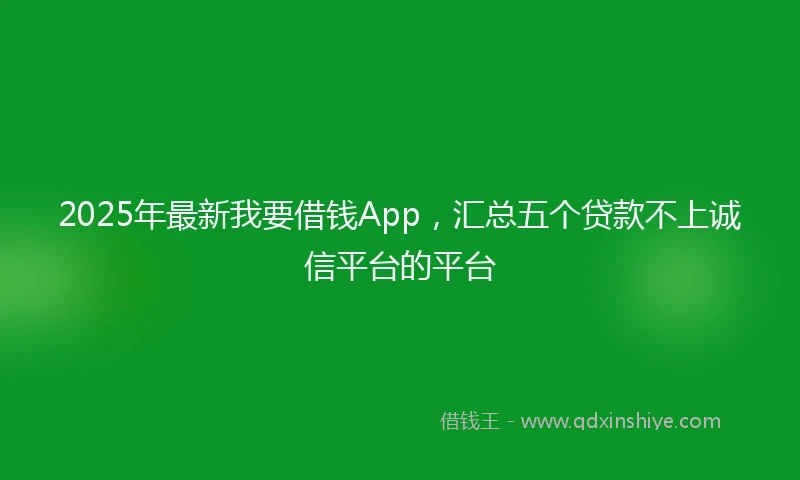 2025年最新我要借钱App，汇总五个贷款不上诚信平台的平台