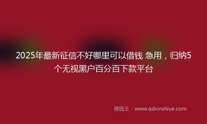 2025年最新征信不好哪里可以借钱 急用，归纳5个无视黑户百分百下款平台