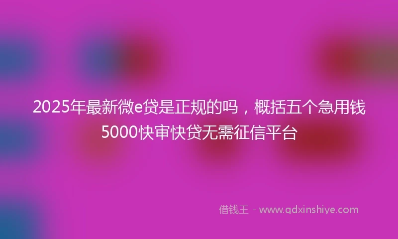 2025年最新微e贷是正规的吗，概括五个急用钱5000快审快贷无需征信平台
