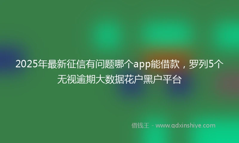 2025年最新征信有问题哪个app能借款，罗列5个无视逾期大数据花户黑户平台