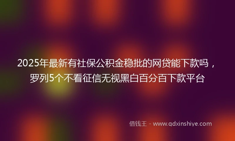2025年最新有社保公积金稳批的网贷能下款吗，罗列5个不看征信无视黑白百分百下款平台