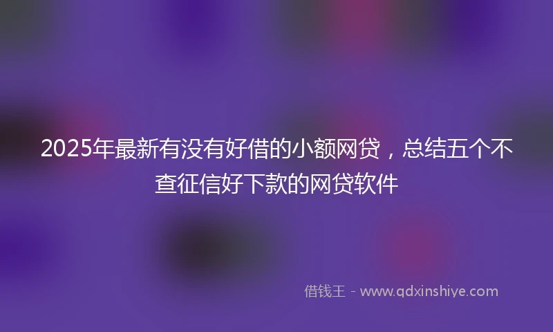 2025年最新有没有好借的小额网贷，总结五个不查征信好下款的网贷软件