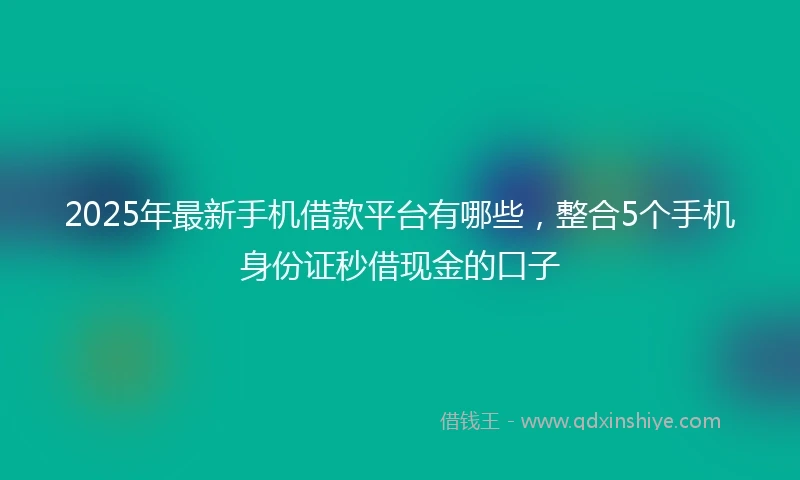 2025年最新手机借款平台有哪些，整合5个手机身份证秒借现金的口子