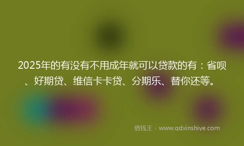 2025年的有没有不用成年就可以贷款的有：省呗、好期贷、维信卡卡贷、分期乐、替你还等。