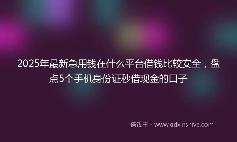 2025年最新急用钱在什么平台借钱比较安全，盘点5个手机身份证秒借现金的口子