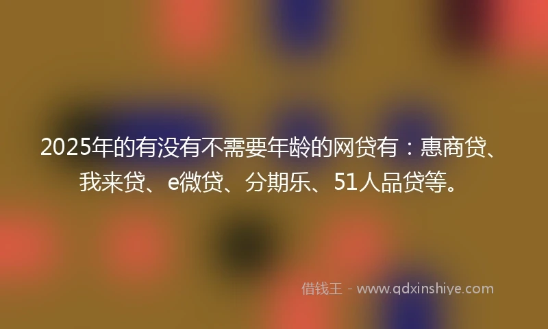 2025年的有没有不需要年龄的网贷有：惠商贷、我来贷、e微贷、分期乐、51人品贷等。