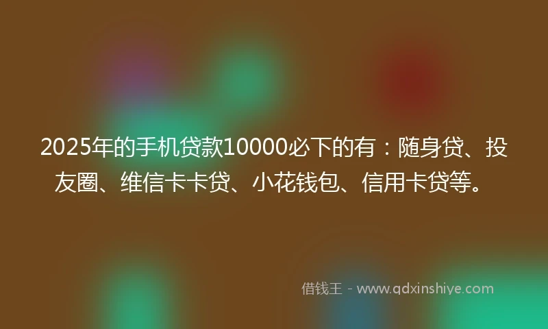 2025年的手机贷款10000必下的有：随身贷、投友圈、维信卡卡贷、小花钱包、信用卡贷等。