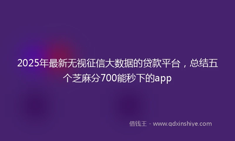 2025年最新无视征信大数据的贷款平台，总结五个芝麻分700能秒下的app