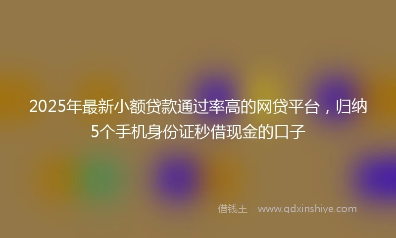 2025年最新小额贷款通过率高的网贷平台，归纳5个手机身份证秒借现金的口子