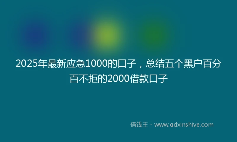 2025年最新应急1000的口子，总结五个黑户百分百不拒的2000借款口子