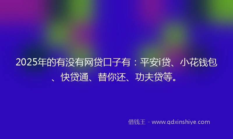 2025年的有没有网贷口子有：平安i贷、小花钱包、快贷通、替你还、功夫贷等。