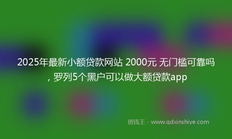 2025年最新小额贷款网站 2000元 无门槛可靠吗，罗列5个黑户可以做大额贷款app