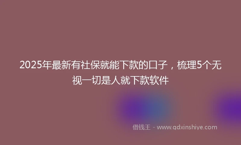 2025年最新有社保就能下款的口子，梳理5个无视一切是人就下款软件