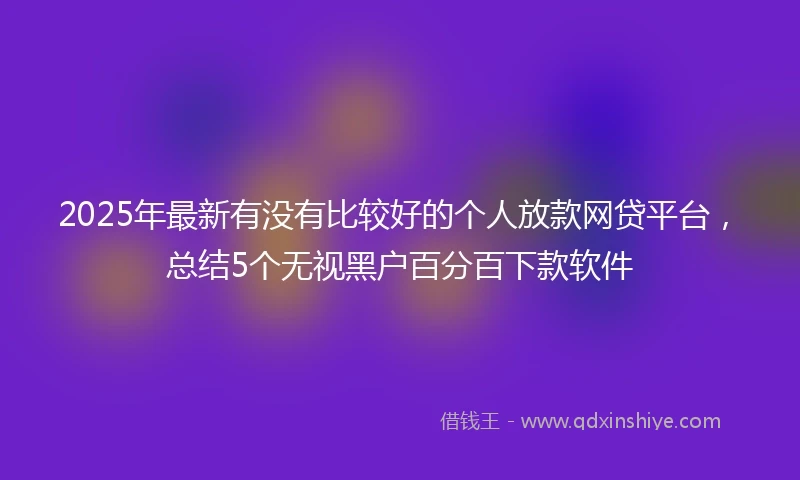 2025年最新有没有比较好的个人放款网贷平台，总结5个无视黑户百分百下款软件