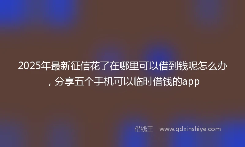 2025年最新征信花了在哪里可以借到钱呢怎么办，分享五个手机可以临时借钱的app