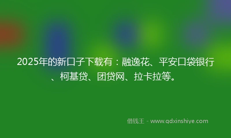 2025年的新口子下载有：融逸花、平安口袋银行、柯基贷、团贷网、拉卡拉等。
