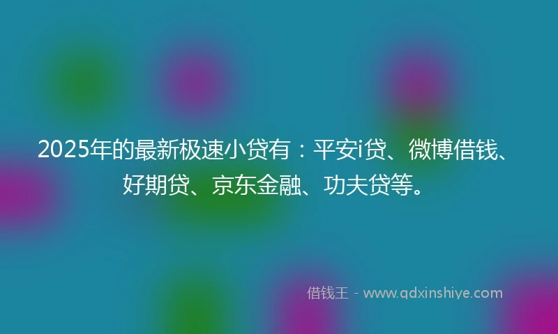 2025年的最新极速小贷有：平安i贷、微博借钱、好期贷、京东金融、功夫贷等。
