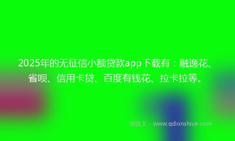 2025年的无征信小额贷款app下载有：融逸花、省呗、信用卡贷、百度有钱花、拉卡拉等。