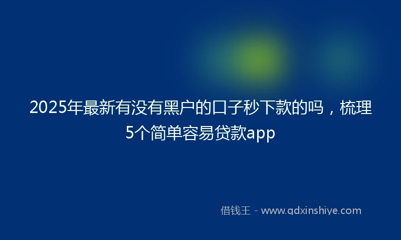 2025年最新有没有黑户的口子秒下款的吗，梳理5个简单容易贷款app
