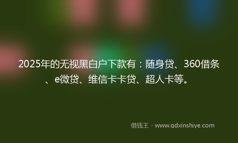 2025年的无视黑白户下款有：随身贷、360借条、e微贷、维信卡卡贷、超人卡等。