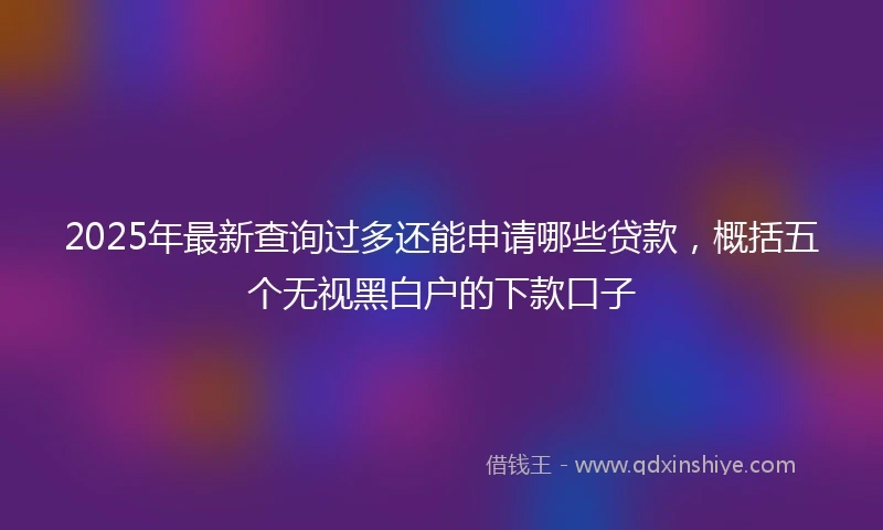 2025年最新查询过多还能申请哪些贷款，概括五个无视黑白户的下款口子