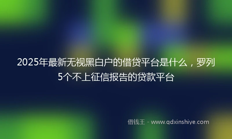 2025年最新无视黑白户的借贷平台是什么，罗列5个不上征信报告的贷款平台