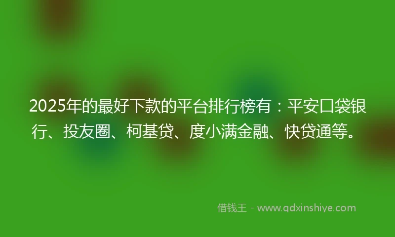 2025年的最好下款的平台排行榜有：平安口袋银行、投友圈、柯基贷、度小满金融、快贷通等。