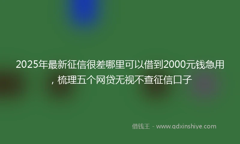 2025年最新征信很差哪里可以借到2000元钱急用，梳理五个网贷无视不查征信口子