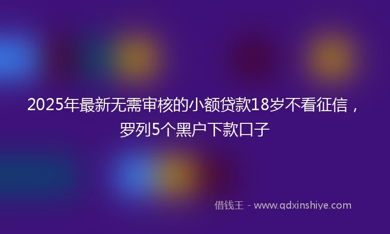 2025年最新无需审核的小额贷款18岁不看征信，罗列5个黑户下款口子