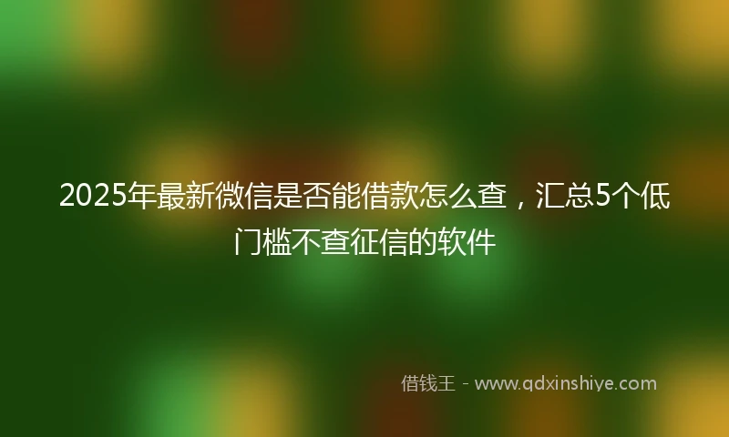 2025年最新微信是否能借款怎么查，汇总5个低门槛不查征信的软件
