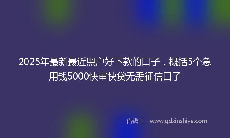 2025年最新最近黑户好下款的口子，概括5个急用钱5000快审快贷无需征信口子