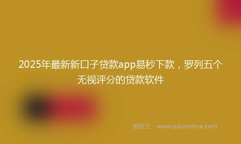 2025年最新新口子贷款app易秒下款，罗列五个无视评分的贷款软件
