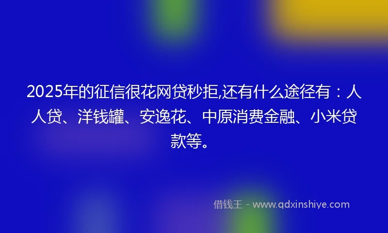 2025年的征信很花网贷秒拒,还有什么途径有:人人贷、洋钱罐、安逸花、中原消费金融、小米贷款等。