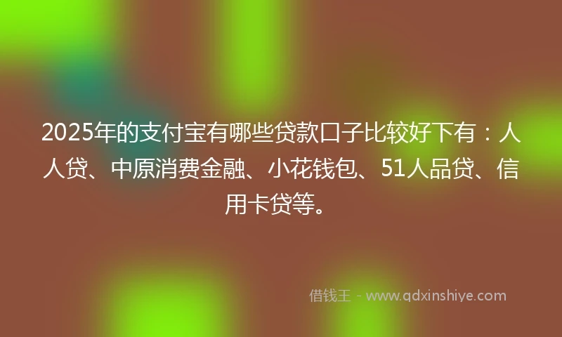 2025年的支付宝有哪些贷款口子比较好下有：人人贷、中原消费金融、小花钱包、51人品贷、信用卡贷等。
